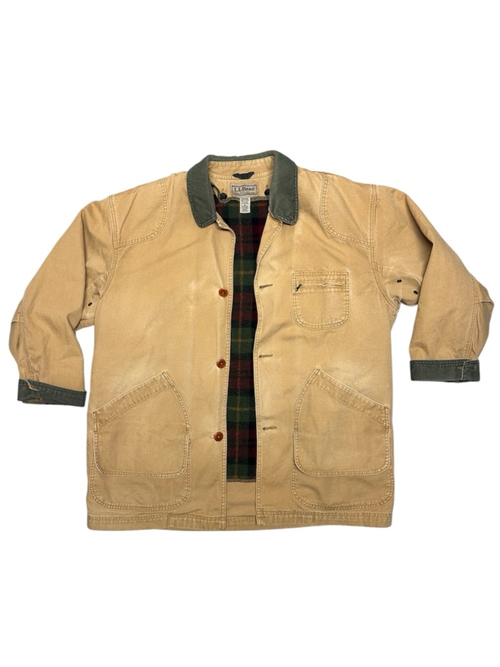 Vintage L.L. Bean Wool Plaid Lined Button Canvas Field Barn Chore Jacket Coat XL - Picture 15 of 15